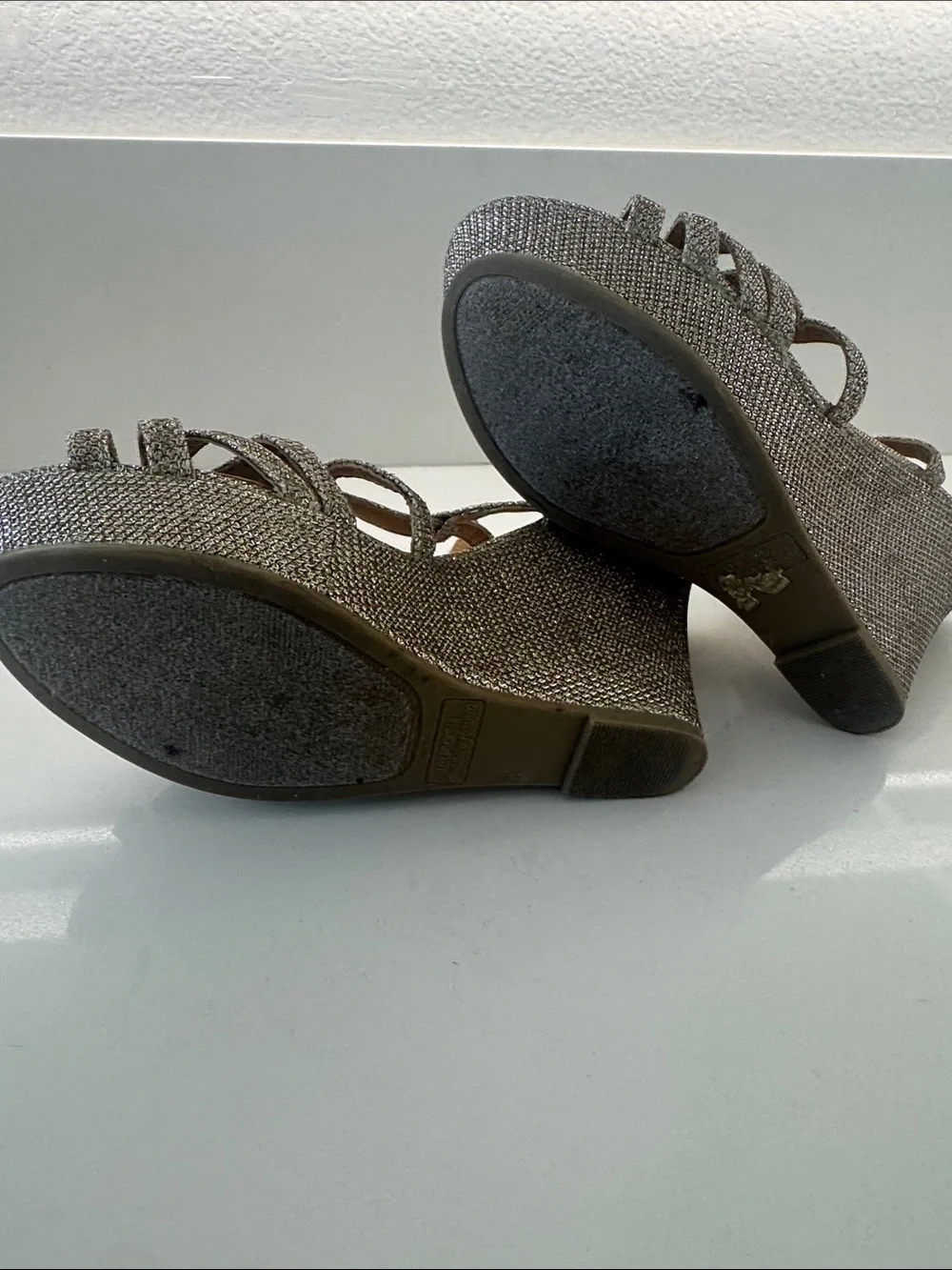 Rampage Sparkling Silver Strappy Block Heels